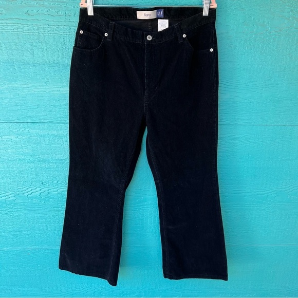 GAP CORDUROY FLARE PANTS BLACK SIZE 16 ANKLE EUC - Picture 4 of 7